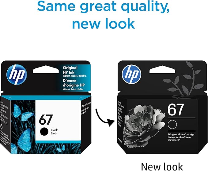 HP 67 Black Ink Cartridge | Works with DeskJet 1255, 2700, 4100 and Envy 6000, 6400 Series, Eligible for Instant Ink, 3YM56AN | Packaging May Vary