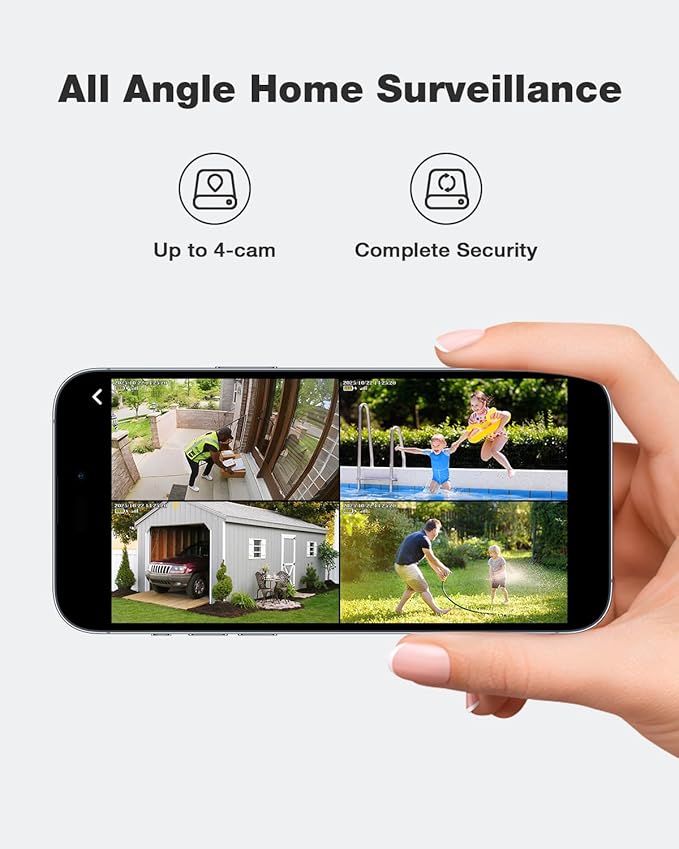 SEHMUA Security Cameras Wireless Outdoor-2-cam-kit, No Monthly Fee, Solar Powered, Color Night Vision, 360° PTZ, 4MP Live View, Centralized Viewing, 2.4G&5G Router Compatible for Security System