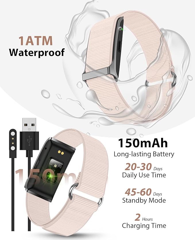 Smart Bracelet, Wearable Activity & Fitness Tracker Band, 24H Sleep Tracker, All-Day Continuous Heart Rate Blood Pressure Stress HRV Monitor, 173 Sport Modes Smart Wristband with 2 Bands, Free APP
