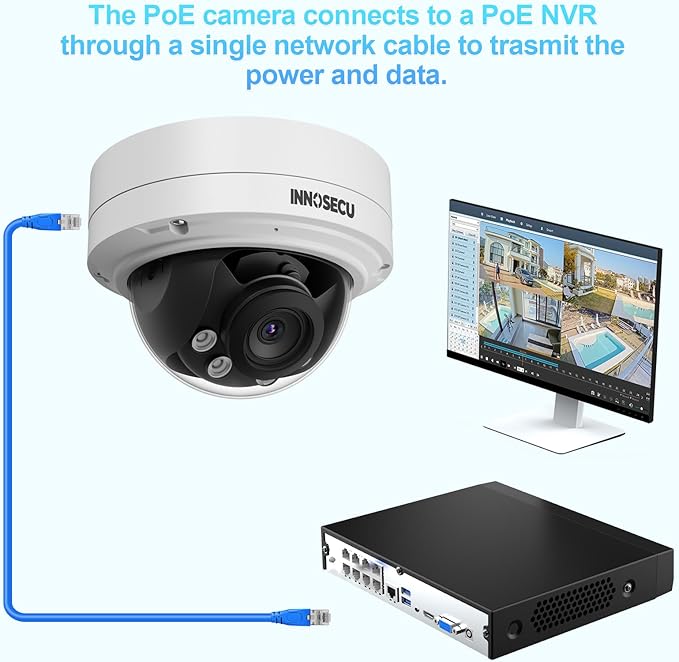 Vandal-Proof Dome PoE Camera 5MP, Outdoor Security Surveillance Camera, Motorized Lens 2.8~12mm, Night Vision Up to 120ft, Built-in Mic, Human/Vehicle Detection, No PT Supported, IND5GR57Z