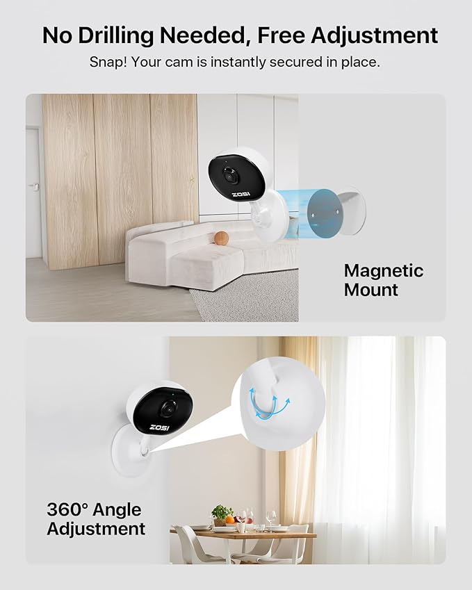 ZOSI Indoor Security Camera,4Pack C688 Baby/Pet Monitor,1080P Home Surveillance WiFi Camera with Phone App,Motion Detection,2 Way Audio,Night Vision,Memory Card/Cloud Storage,Works with Alexa,Plug-in