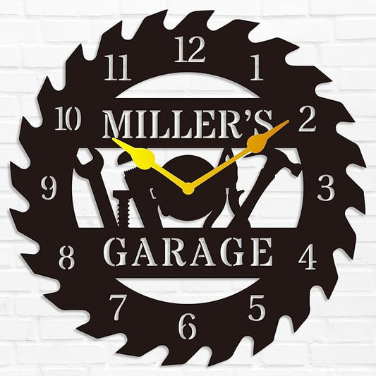 Personalized Metal Garage Clock, Custom Metal Workshop Clock,Custom Garage Wall Decor Gift for Father's Day Husband