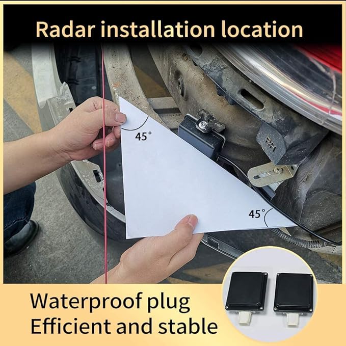 BY-J Car Blind Spot Monitoring System Kit, 24GHz Millimeter Wave Radar Sensor Blind Area Detection System, Universal Car SUVs Trucks RVs Lane Changing Warning with Reversing Radar Parking System