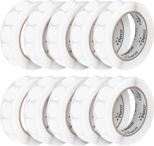 Perco Clear 1-Inch Perforated Circle Dot Sticker Labels â 10 Rolls, 10,000 Round Stickers â with Permanent Adhesive for Inventory Management, Color Coding, Garage Sales, CraftsâMade in USA