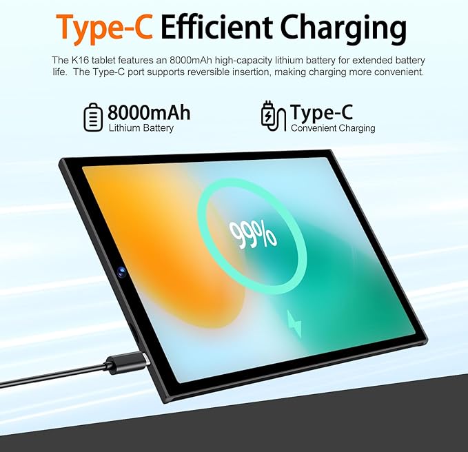 2025 Android 15 Tablet 10.1 Inch Tablets, 30GB RAM 128GB ROM 1TB Expand, 8000mAh Battery, BT5.0, 2.4/5G Wi-Fi 6, Metal Body with Keyboard & Mouse, Gemini AI, Widevine L1 HD IPS Display - Black