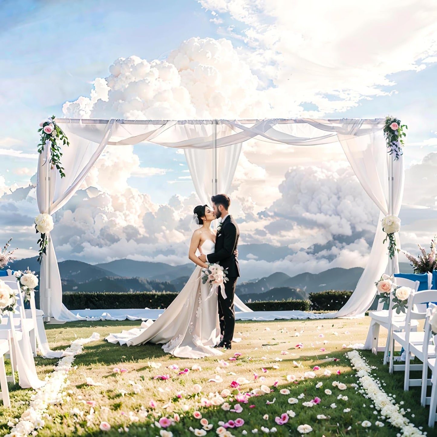 EMART Backdrop Stand Heavy Duty 10ftx20ft, Adjustable Pipe and Drape Photo Background Support Kit, Metal Frame with Flat Base for Wedding Birthday Party Banquet Decorations