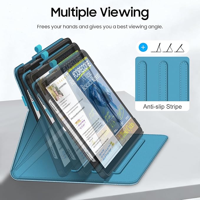 Fintie Case for Samsung Galaxy Tab A9 Plus/A9+ 5G 11 Inch 2023 Model (SM-X210/X216/X218), Multi-Angle Viewing Smart Stand Back Cover with Pocket Auto Wake/Sleep, Glittering Blue