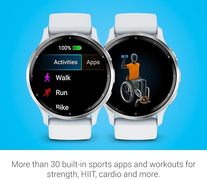 Garmin Venu 3 Running GPS Smartwatch with AMOLED Display, Advanced Health, Fitness Features, Up to 14 Day Battery Life with Signature Series Modern Power Stand | Silver with Whitestone Silicone Band