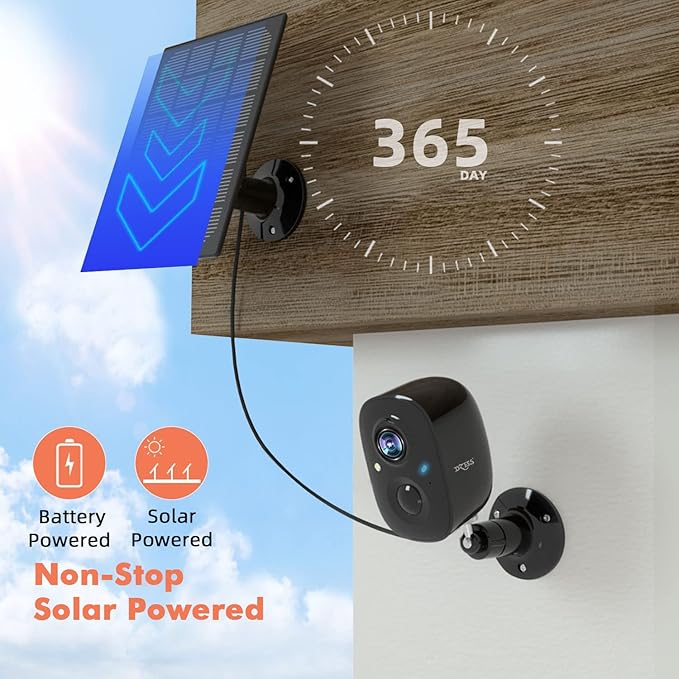Dzees Upgrade Solar Camera Security Outdoor Wireless, Wireless Outdoor Security Cameras with Solar Panel, 2K Color Night Vision, Spotlight/Alarm, AI Detection, 2-Way Talk, IP66 Waterproof