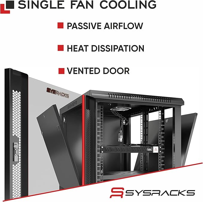 Sysracks - Server Rack – Wall Mount Rack - Locking Cabinet for Network - Electronics - Security - Audio - Video - AV Equipment - Data Rack - Legs/Power Strip/Shelf/Fan - 24-Inch Deep (27U)