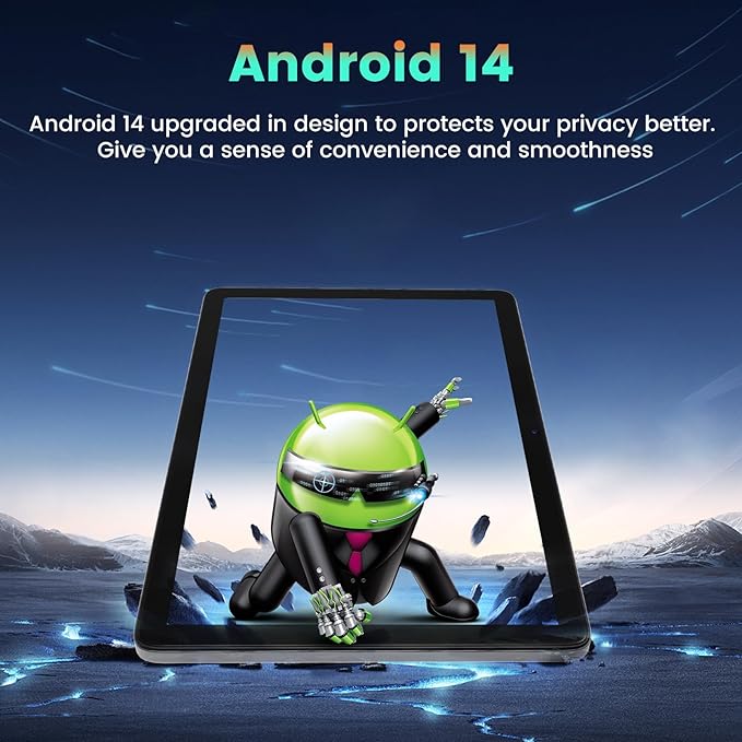Azeyou 2025 Upgraded Android 14 Tablets, 10.1 inch Tablet Octa-core Processors with 8GB RAM 128GB ROM, IPS Touchscreen, Wi-Fi 6, BT 5.0, Dual Camera, 6000mAh Battery, Metal Gray