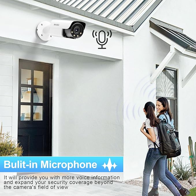 UltraHD 12MP AI IP PoE Camera @30fps, IP67 Outdoor Bullet Security Camera, Face Detection, Human and Vehicle Detection, Smart Dual Light Color Night Vision, Built-in Mic, 4mm Lens, INB12HD56A