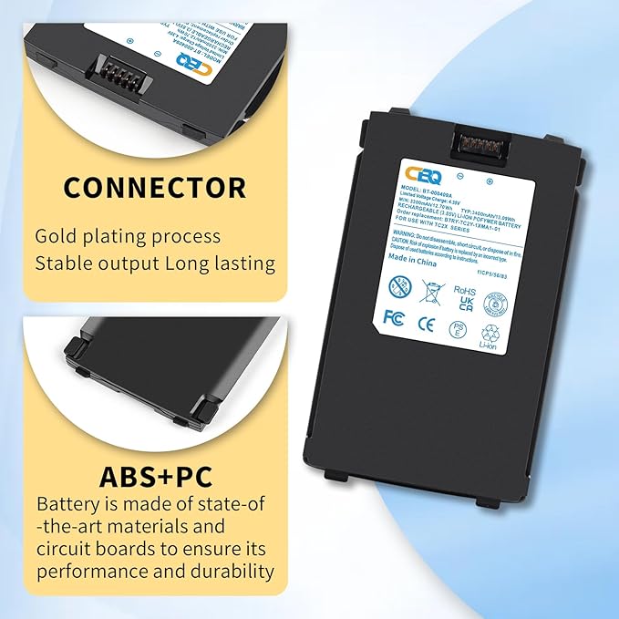 CBQ for Zebra TC21 Scanner Battery TC26 TC210 TC21 TC210K TC26AK TC26CK TC26BK TC26DK TC26EK BT-000411-08 BT-000409A BTRY-TC2Y-1XMA1-01 Replacement Lithium Batteries,3400mAh.