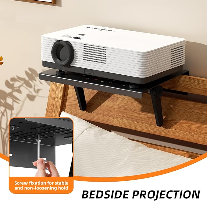 Metal Projector Mount Adjustable Angle, Suitable for Projectors and Speakers Perforated Design for Heat Dissipation Foldable for Storage,Hidden Wall-Mounted (11.81 * 9.45inch)