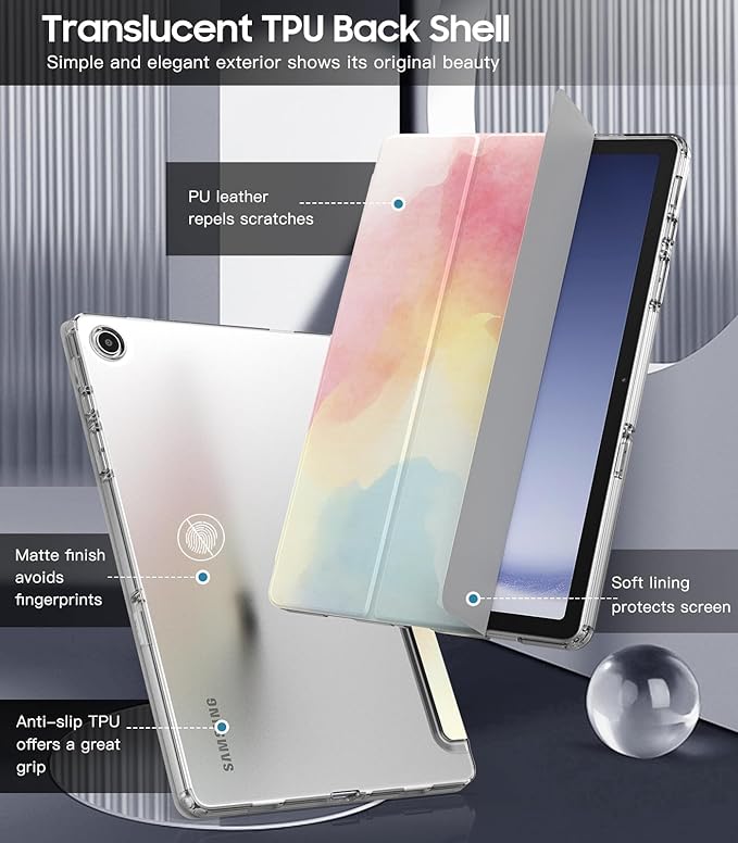 TiMOVO Case for Samsung Galaxy Tab A9+/A9 Plus 11" 2023, Slim Soft TPU Translucent Frosted Back Protective Cover for Galaxy Tab A9+ Tablet SM-X210/X216/X218, Auto Wake/Sleep, Rainbow
