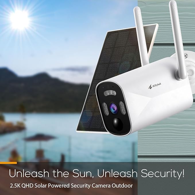 Kittyhok Solar Security Camera Outdoor System, Wireless Solar Powered Security Camera, Human Detection,10CH NVR with Monitor, KSTB40T4 Bundle with 2K PT Solar Camera Security Outdoor BY4