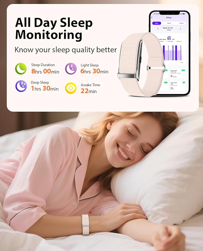 Smart Bracelet, Wearable Activity & Fitness Tracker Band, 24H Sleep Tracker, All-Day Continuous Heart Rate Blood Pressure Stress HRV Monitor, 173 Sport Modes Smart Wristband with 2 Bands, Free APP