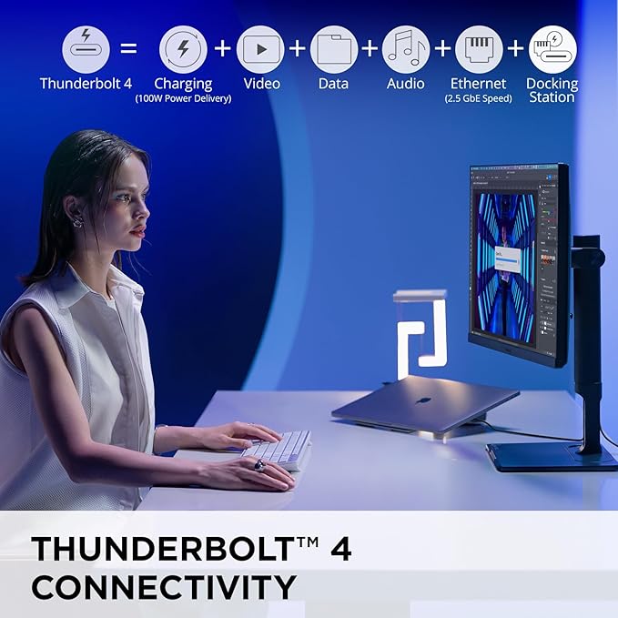 ViewSonic VP2776T-4K 27 Inch 4K UHD IPS Docking Monitor with Advanced Ergonomics, Thunderbolt 4, 100% sRGB Rec 709, Pantone Validated, USB C, HDMI 2.1, and DP Daisy Chain for Home and Office