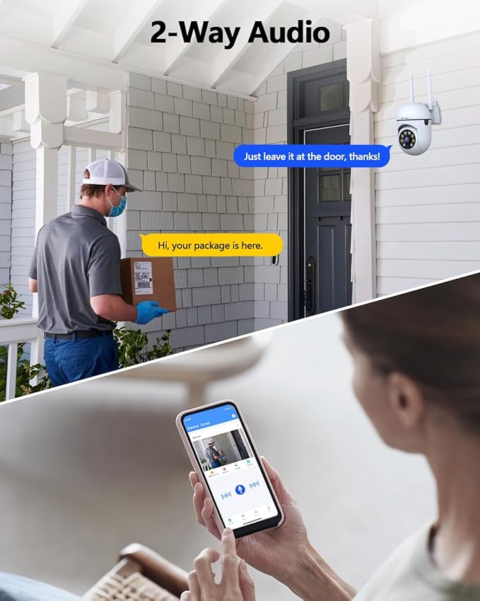 WEILAILIFE 【Auto Tracking & 2-Way Audio】 3MP Security Cameras Wireless Outdoor, PTZ WiFi Video Surveillance Cameras for Home Security