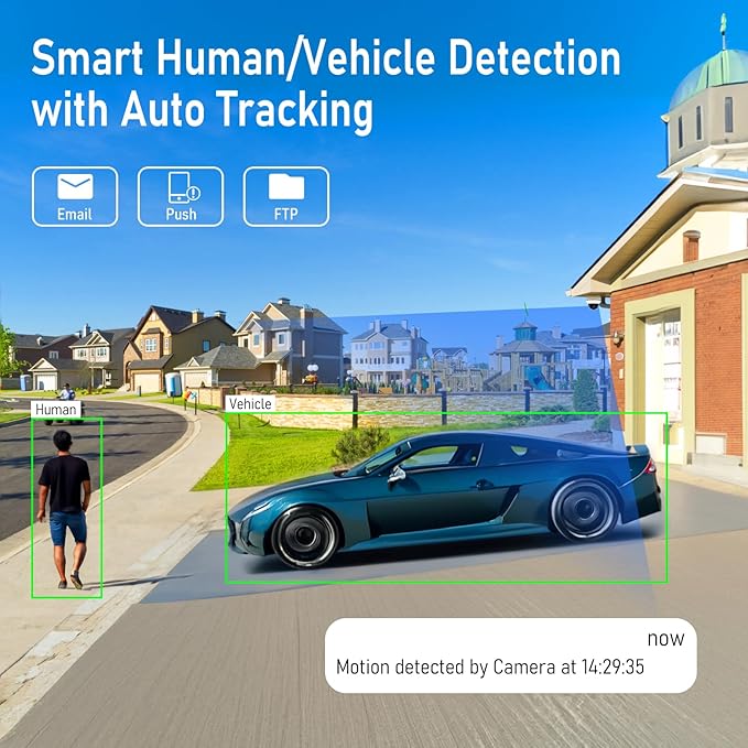 JideTech 10X Hybrid Zoom Outdoor 4K PTZ PoE IP Dome Camera, Auto Tracking, Pan Tilt Security Camera with IR Night Vision, Human/Vehicle Detection, Two Way Talk, SD Card Slot,IP66, for Onvif NVR