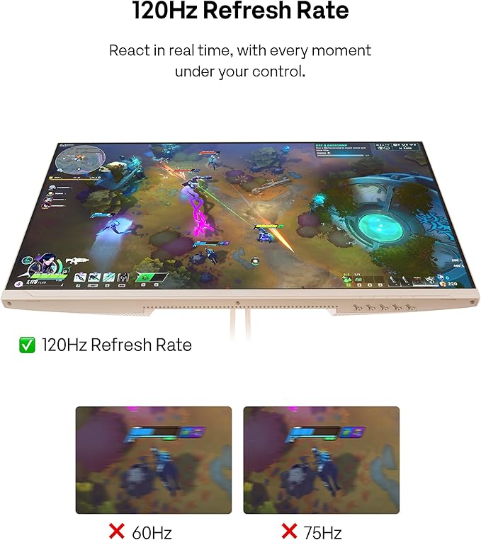Pixio PX246 Wave Beige 24 inch 120Hz Refresh Rate FHD 1080p Resolution IPS Panel 4ms GTG Response Time Gaming Monitor with Adaptive Sync