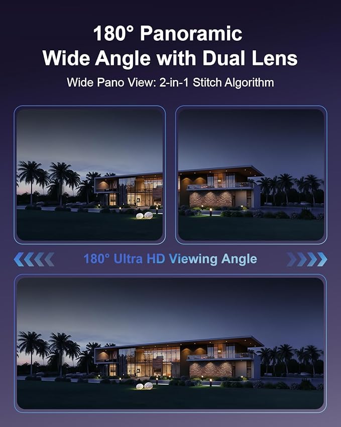 Anpviz 4K 8MP Dual Lens PoE IP Camera Outdoor, 180° Panoramic Security IP Camera, Smart Dual Light Color Night Vision, Human/Vehicle Detection, Two Way Audio, 512GB SD Slot, Full Metal IP66, NDAA