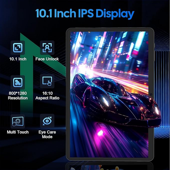 10 Inch Android 15 Tablet with Keyboard, 26GB RAM+256GB ROM(2TB Expand), 2-in-1 Tablet with 8000mAh Battery, 2.4G/5G WiFi, Widevine L1, Dual Camera, Split Screen, Mouse, Stylus, Case(Green Case)