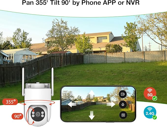 6MP TUYA Security Camera Outdoor, 2.4G/5G WiFi Cameras for Home Security 24/7 Recording, Pan-Tilt 360° View, Auto Tracking & Light Alarm, Color Night Vision,Two-Way Audio, Plug-in cam, IP66/Cloud