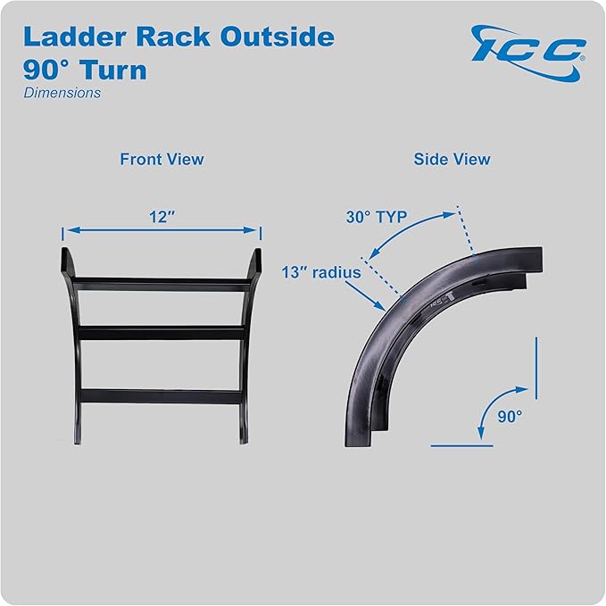 ICC Cable Runway Rack 90° Outside Corner, 16-Gauge Steel, Made in USA