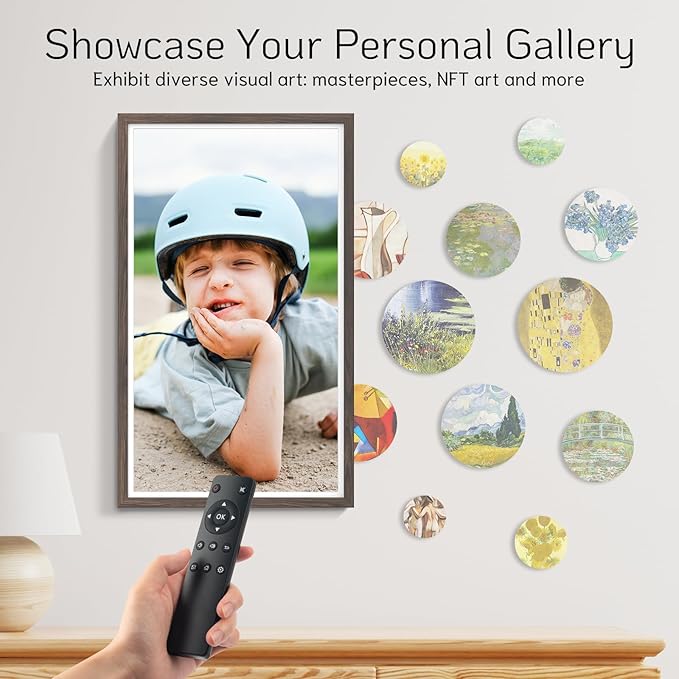 NexFoto 32 Inch Large Digital Picture Frame 64GB, Digital Photo Frame 1920x1080 IPS FHD, Remote Control, Auto-Rotate, Easy to Share Photos/Videos via App/USB, Gifts for Mom Christmas, Dark Wood