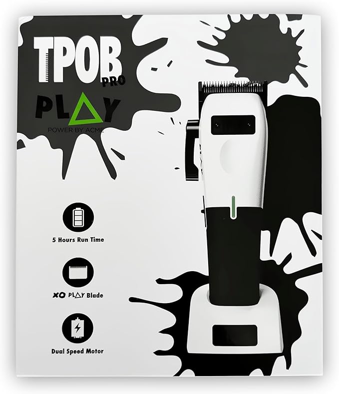 TPOB Play Barber Hair Clippers for Men 7500 RPM with Rubber Grips (White)