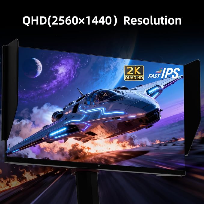 KTC 27 Inch Gaming Monitor 27M1, 1440p 200Hz Computer Monitor with Built-in Sperkers, Up to 210Hz, 2K QHD Fast IPS, Adaptive Sync, 130% sRGB, ΔE＜2, Height Adjustable Monitors with Shielding Hood