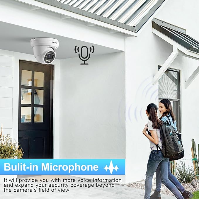 8MP Security PoE Camera Outdoor, 4K IP Dome Surveillance Camera, Smart Dual Light Color Night Vision, 2.8mm Lens Wide Angle 110°, Built-in Mic/Audio, Human/Vehicle Detection, IND8BD93B