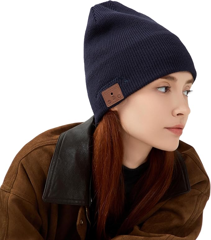 Bluetooth Beanie, Bluetooth 5.2 Wool Hat HD Stereo,30 Hours Play time,Built-in Microphone, Men's/Women's Christmas Electronic Gift (Blue)