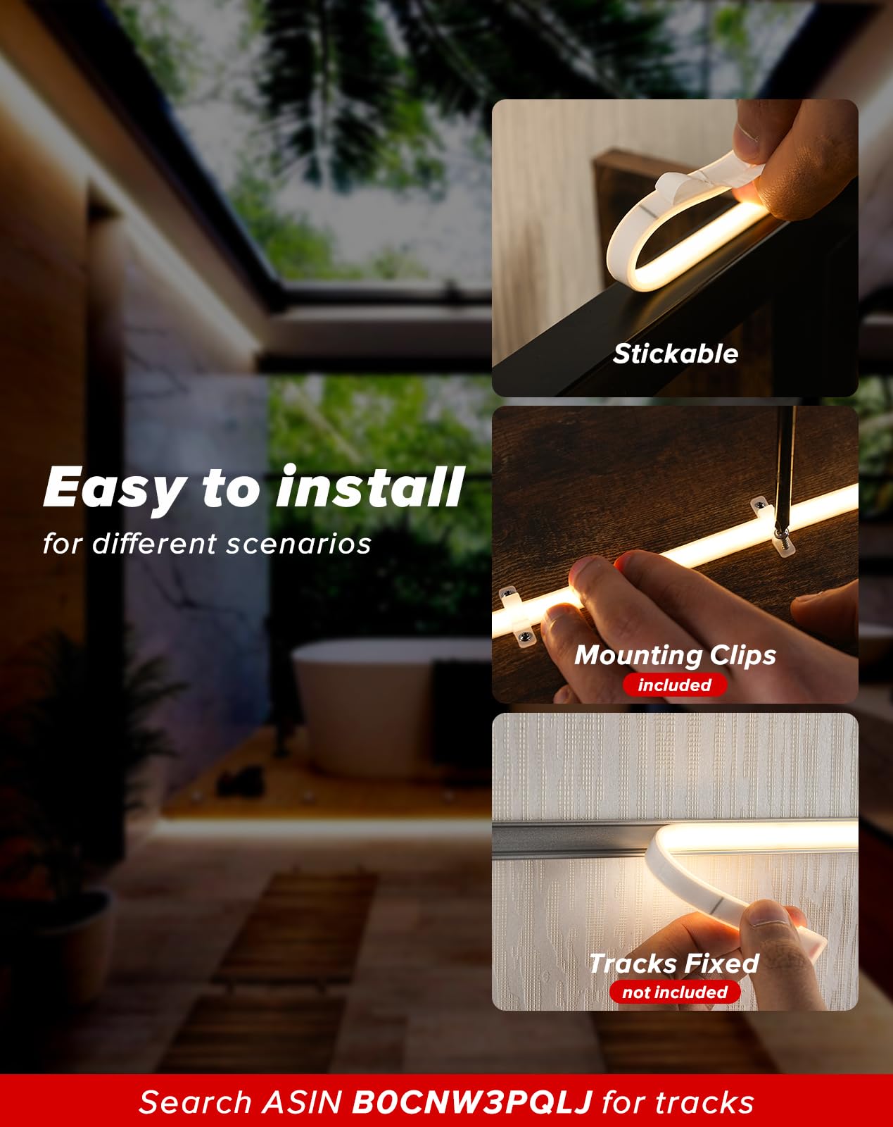Shine Decor COB LED Rope Light, IP65 Waterproof, 82ft, 2800K Warm White, Model COBNeon-WW-25M