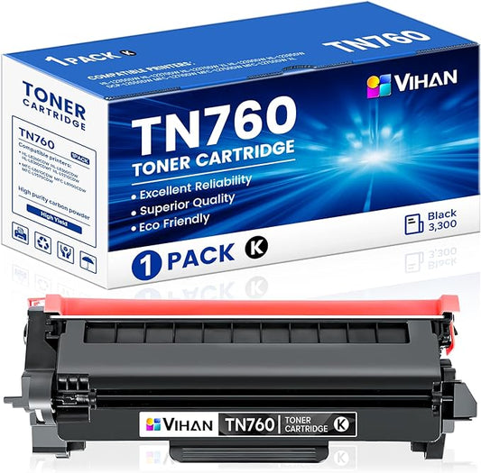 TN760 High Yield Black Toner Cartridge Replacement for Brother TN-760 MFC-L2710DW MFC-L2750DW HL-L2350DW HL-L2370DW HL-L2395DW HL-L2390DW DCP-L2550DW Toner Printer (1 Pack)