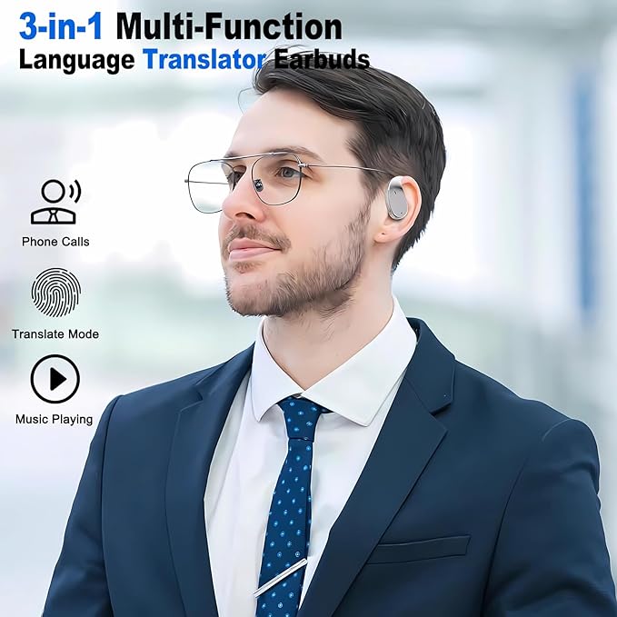 Language Translator Earbuds, Two-Way Instant Language Translator Real Time with APP for 130 Languages,Fast Reaction Translation Device (Apricot)