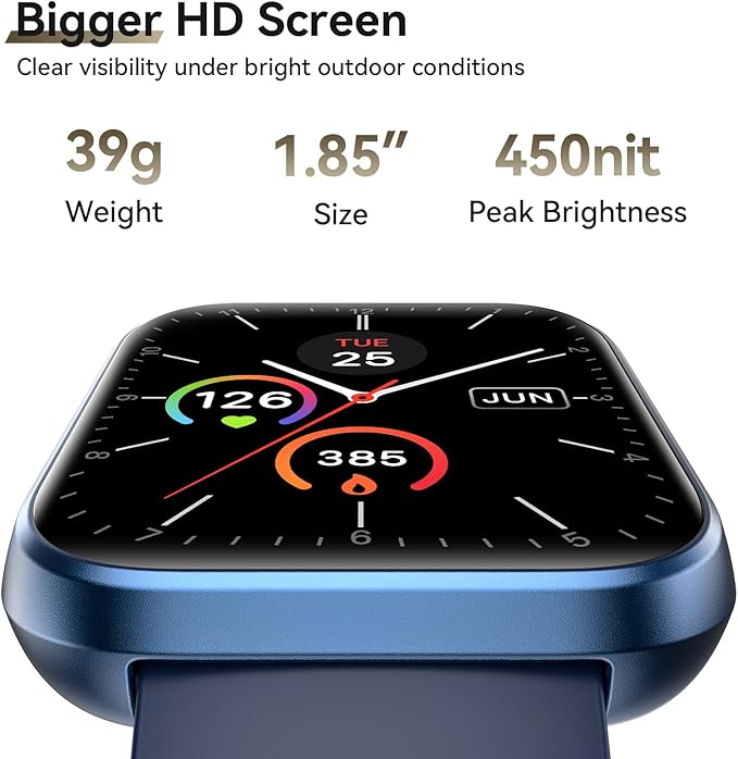 Smart Watches for Women Men, 1.85" Screen Smartwatch Compatible iPhone Android Phone Answer/Make Call, 24/7 SpO2 Sleep Heart Rate Monitor,3ATM Waterproof, Fitness Traker 120+Sport ( 2 Bands Included)