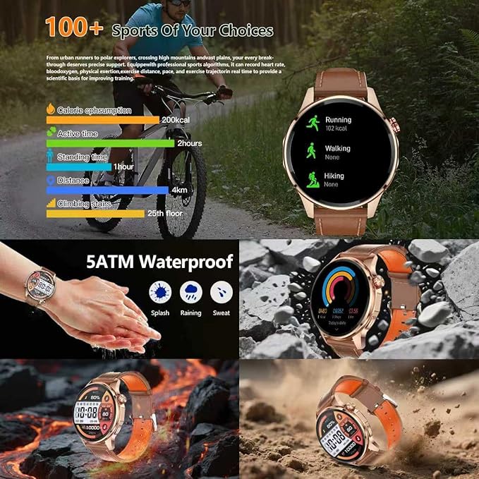 Smart Watch for Men Built-in GPS with Map(Answer/Make Call/Text), 1.46" AI Smartwatch for Android Phones/iPhone, 100+ Sport Mode Fitness Tracker with Health/Sleep Monitor, Compass/Barometer(2 Straps)