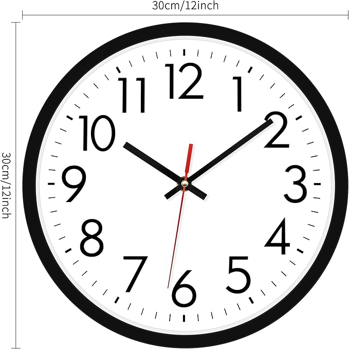 Lumuasky 8 Pack Wall Clock Bulk12 Inch Silent Non-Ticking Round Analog Classic Battery Operated Clocks Quartz Analog Round Wall Clocks for Office Kitchen Home Bedroom Decorative