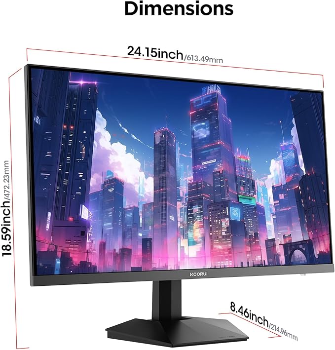 KOORUI 27" Gaming Monitor, 200Hz 1ms Fast IPS, WQHD (2560 x 1440p) HDR 400 Display, DCI-P3 95% Color Gamut, FreeSync Premium, Adaptive G-Sync, HDMI x 2, DisplayPort, G2721P