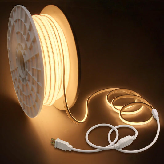 Samsion Waterproof COB LED Rope Lights 200FT IP67 3000K Warm White Flexible Light Strip 60M Model 110V-PMCOB-288D