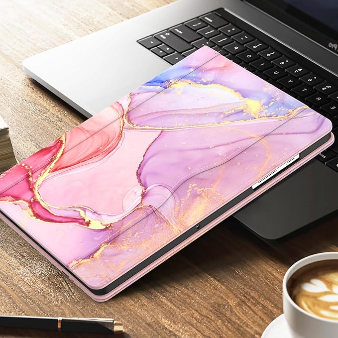 OKP Case for Samsug Galaxy Tab A9+ Plus 11 inch 2024(SM-X210/X216/X218), PU Leather Folio Cover with Multi-Angle Stand//Pen Holder, Auto Wake/Sleep Case for Galaxy A9+ 11" Tablet (Marble Pink)