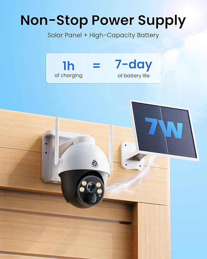 No WiFi Security Camera with 4G LTE SIM Card, Wireless Outdoor Cellular Security Camera, 2K Color Night Vision, Solar Powered, 360° Live View, PIR Motion Sensor, Pecfect for Farm & RV