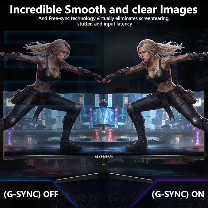 49 Inch Curved Ultra Wide Gaming Monitor, 4K (3840x1080P), 144Hz/165Hz 1500R, 32:9125% sRGB, FreeSync, Height Adjustable Screen Monitor, HDMI 2.1 And DP 1.4, Supports Wall Mounted Installation