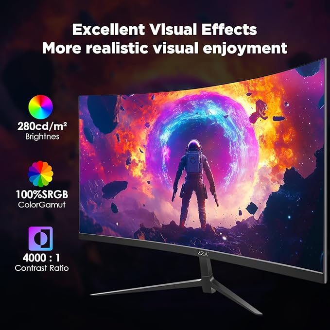 32 Inch Curved Gaming Monitor, 1500R, 240Hz Full HD VA Display with HDR, FreeSync & G-Sync Compatible, Low Blue Light, HDMI & DP Ports, Tilt Adjustable, Wall Mountable Computer Monitor