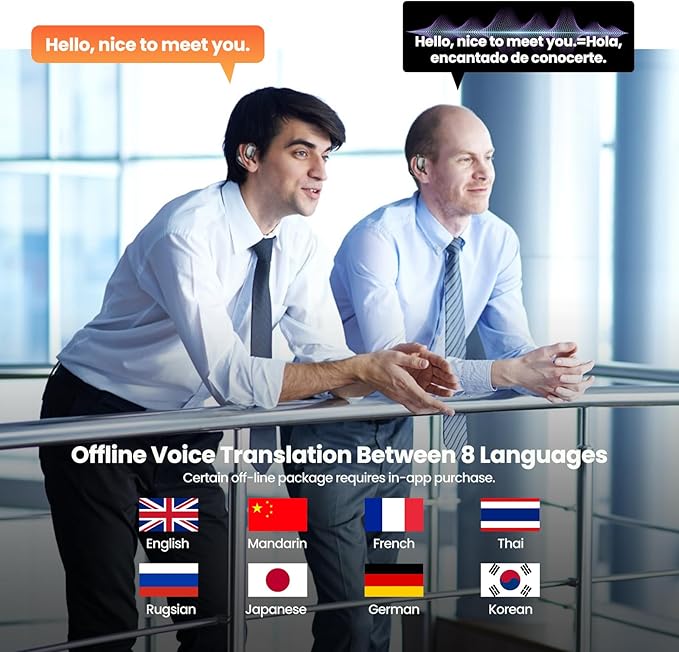 AI Translator Earbuds Real-Time 180 Languages 8 Offline Modes OWS Touchscreen HD Sound iOS Android Compatible Long Battery Life Ideal for Travel Business Black