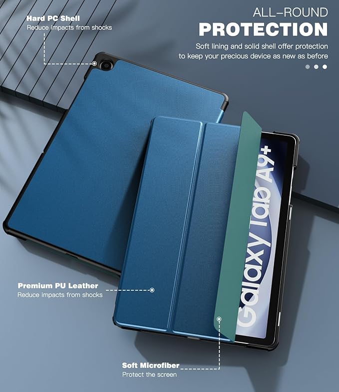 TiMOVO Case for Samsung Galaxy Tab A9+/A9 Plus 11 Inch 2023, Slim Lightweight Stand Hard Back Shell Protective Cover for Galaxy Tab A9+ Tablet SM-X210/X216/X218, Auto Wake/Sleep, Peacock Blue
