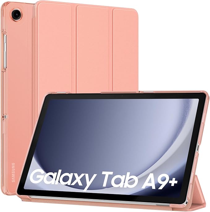 MoKo Case for Galaxy Tab A9+/A9 Plus 11 inch 2023, Slim Stand Protective Smart Cover with Hard PC Translucent Back Shell for Tab A9 Plus Tablet (SM-X210/X216/X218), Auto Wake/Sleep, Apricot Orange