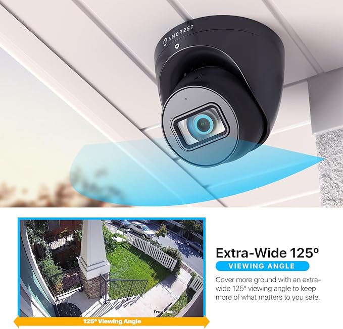 Amcrest Analog 4K Outdoor Security Camera, Turret 8MP @15fps CCTV-Coax-BNC, 98ft Night Vision, 125° Angle, Built-in Mic, Black (AMC4KDM28-B-V3), (Not an IP Camera) DVR Required, Not Included